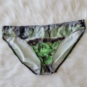 Island Escape Tie Dyed Bikini Bottom 10 NWT Green & Brown Hipster